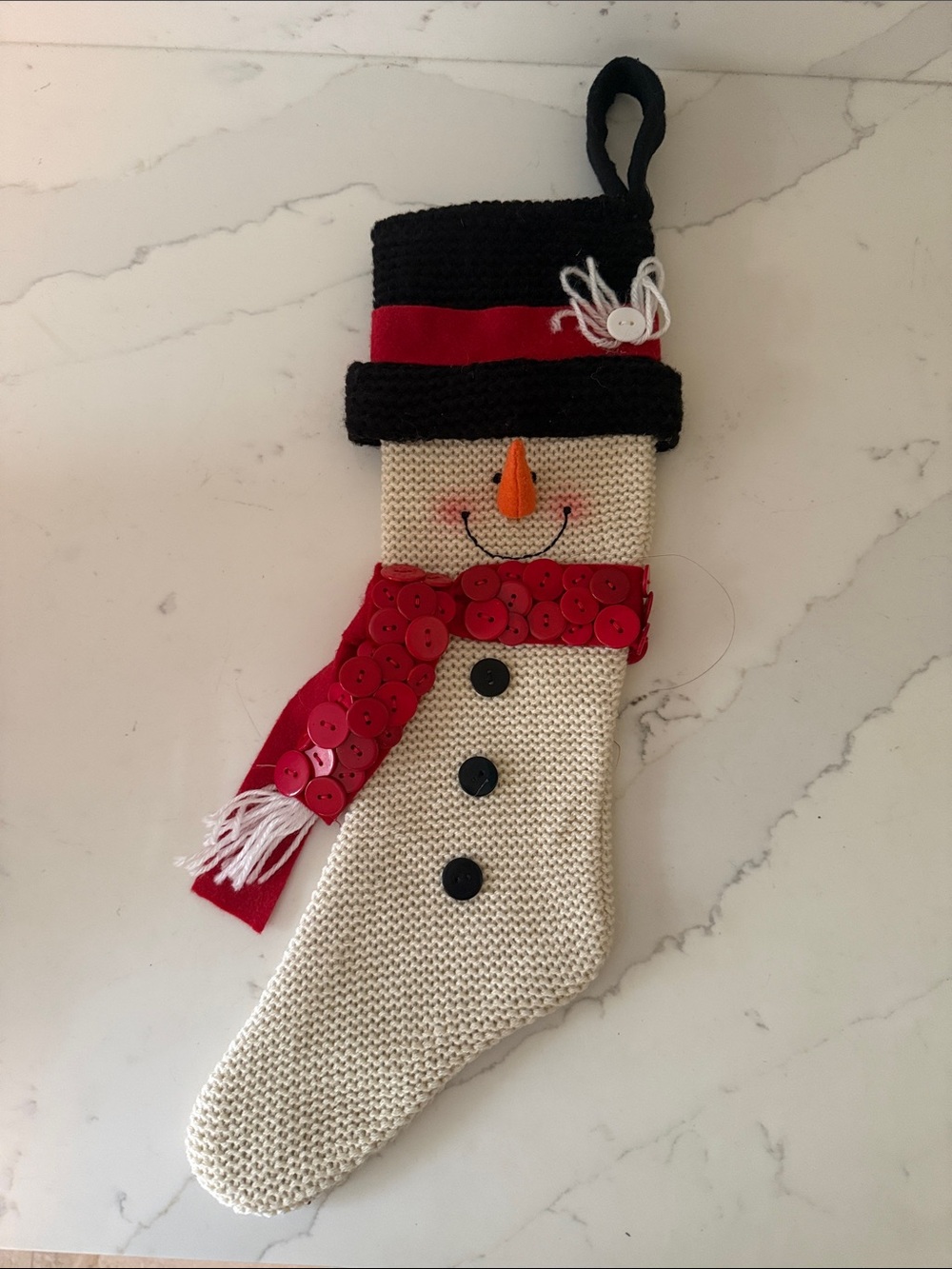 Ganz  Snowman Christmas Stocking with Black Hat & Red Scarf